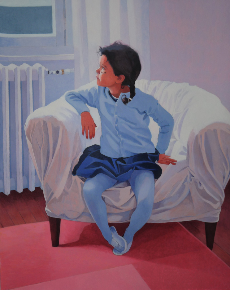 Antoine Denain, Hortense assise, acrylique sur papier, 110/85cm, 2022 